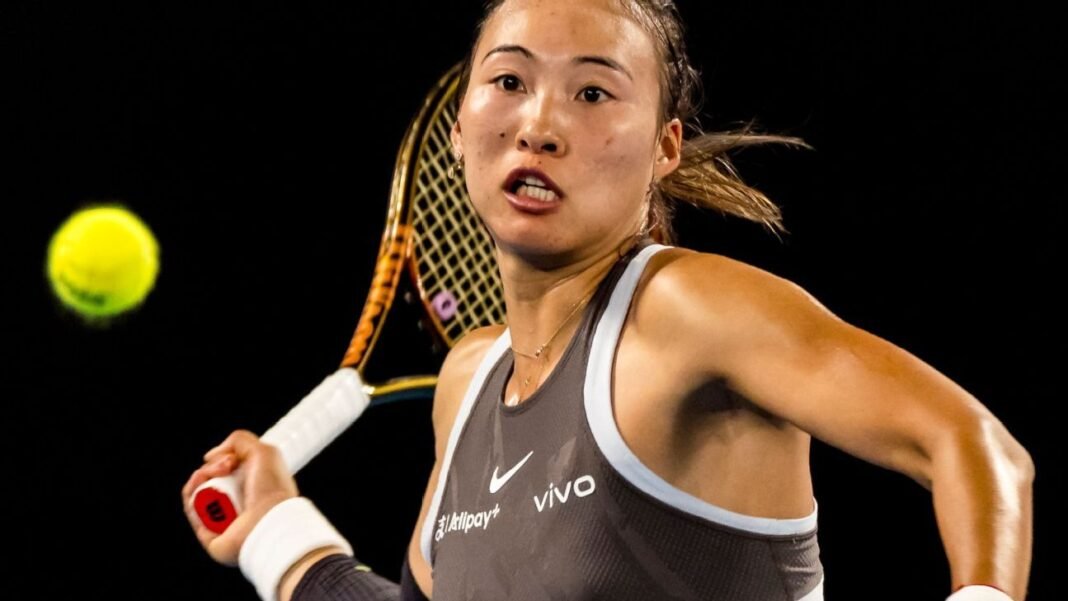 Zheng Qinwen wins at Australian Open in straight sets indoors