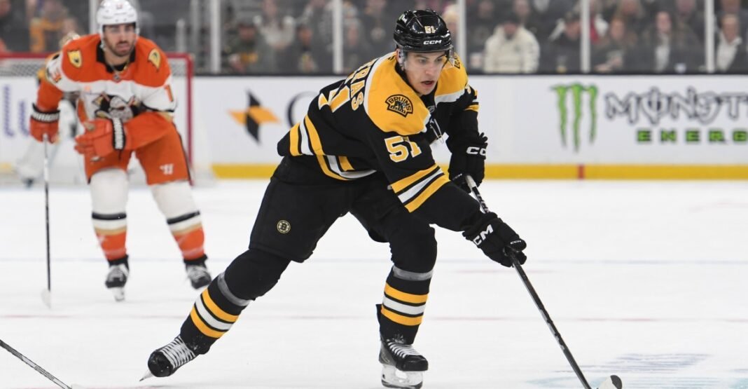 Bruins center Matt Poitras prefers to play left defense in NHL 25