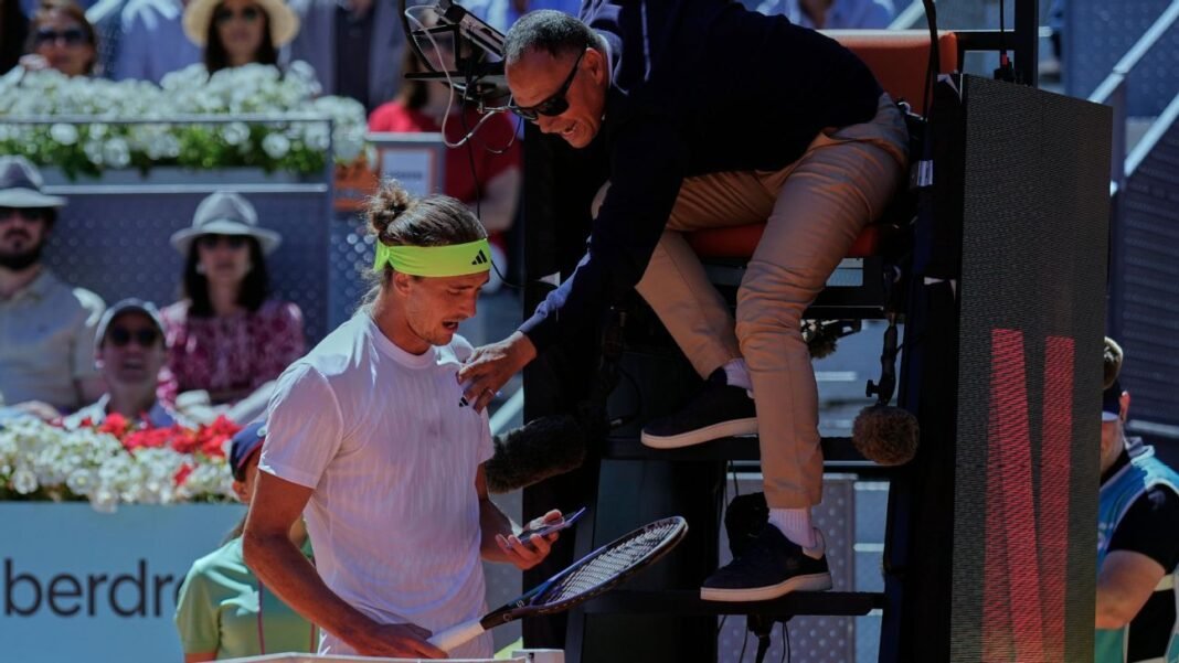 Alexander Zverev warned for photo of ball mark at Madrid Open