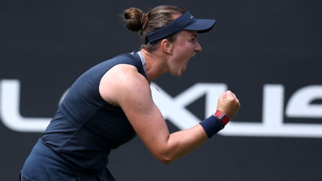 Krejcikova saves match points again to survive in Eastbourne