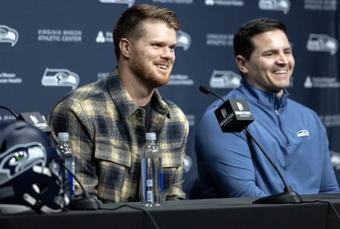 Sam Darnold and Mike Macdonald pic