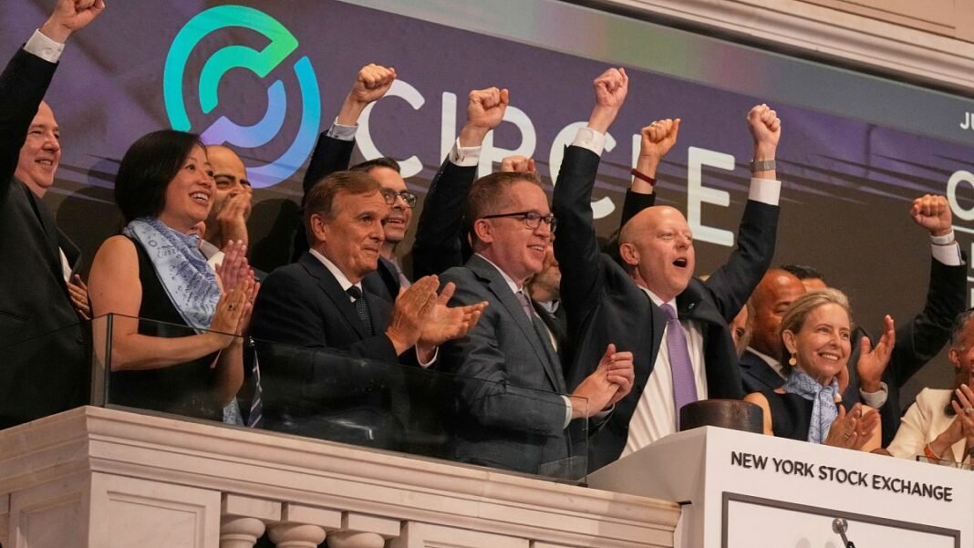 Stablecoin bigwig Circle soars in debut on the New York Stock Exchange